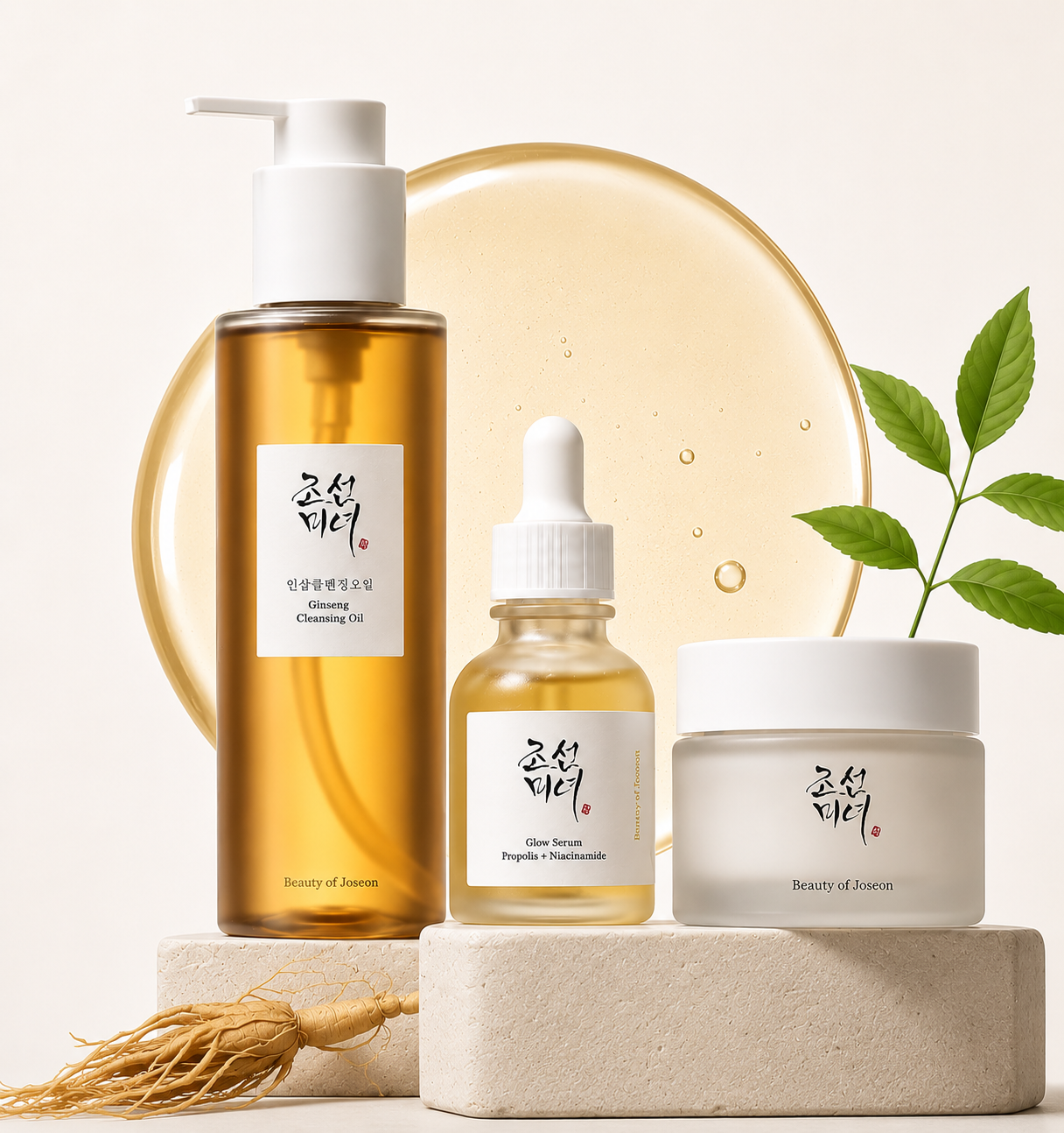 kit Beauty of Joseon Óleo de limpeza de ginseng,serum iluminador,Dynasty Cream