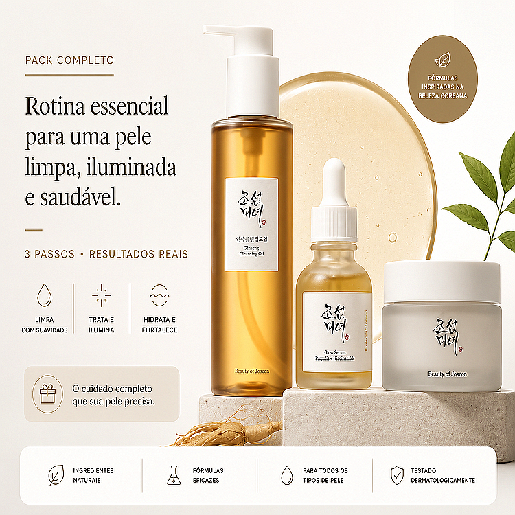 kit Beauty of Joseon Óleo de limpeza de ginseng,serum iluminador,Dynasty Cream